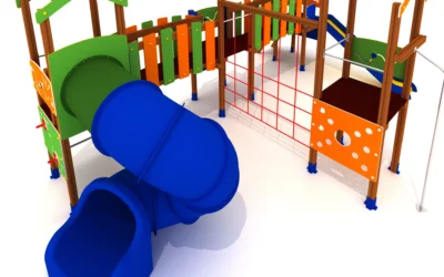 Parques infantiles en madera y polietileno de alta densidad (HDPE)